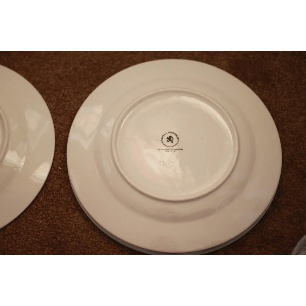 Royal Norfolk Lemon Dinner Plate Yellow Fruit Ceramic 10.5- Set of 4